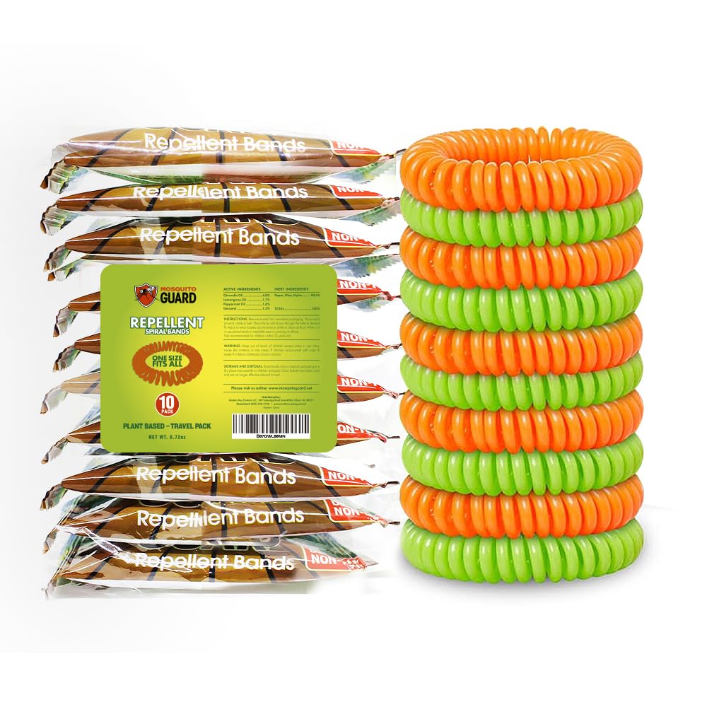 Mosquito Repellent Bracelets for Kids - 10 Pack Waterproof & Non-Toxic Spiral Wristbands - Outdoor Protection for Camping, Hiking & Playtime