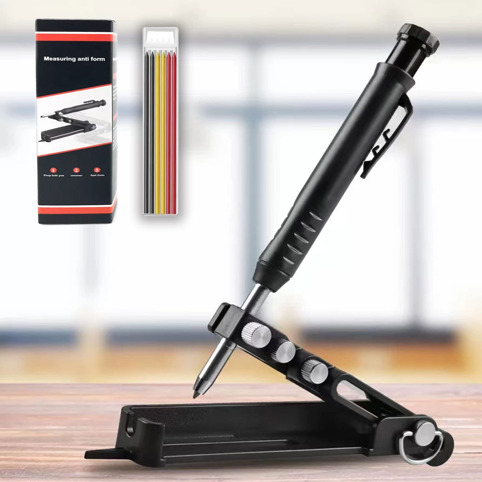 Aluminum Alloy Scribe Tool with Built-in Sharpener - Multi-Function Woodworking Scriber Gauge for DIY Projects | Precision Marking Tool for Carpentry, Metalworking & Crafting (Black)