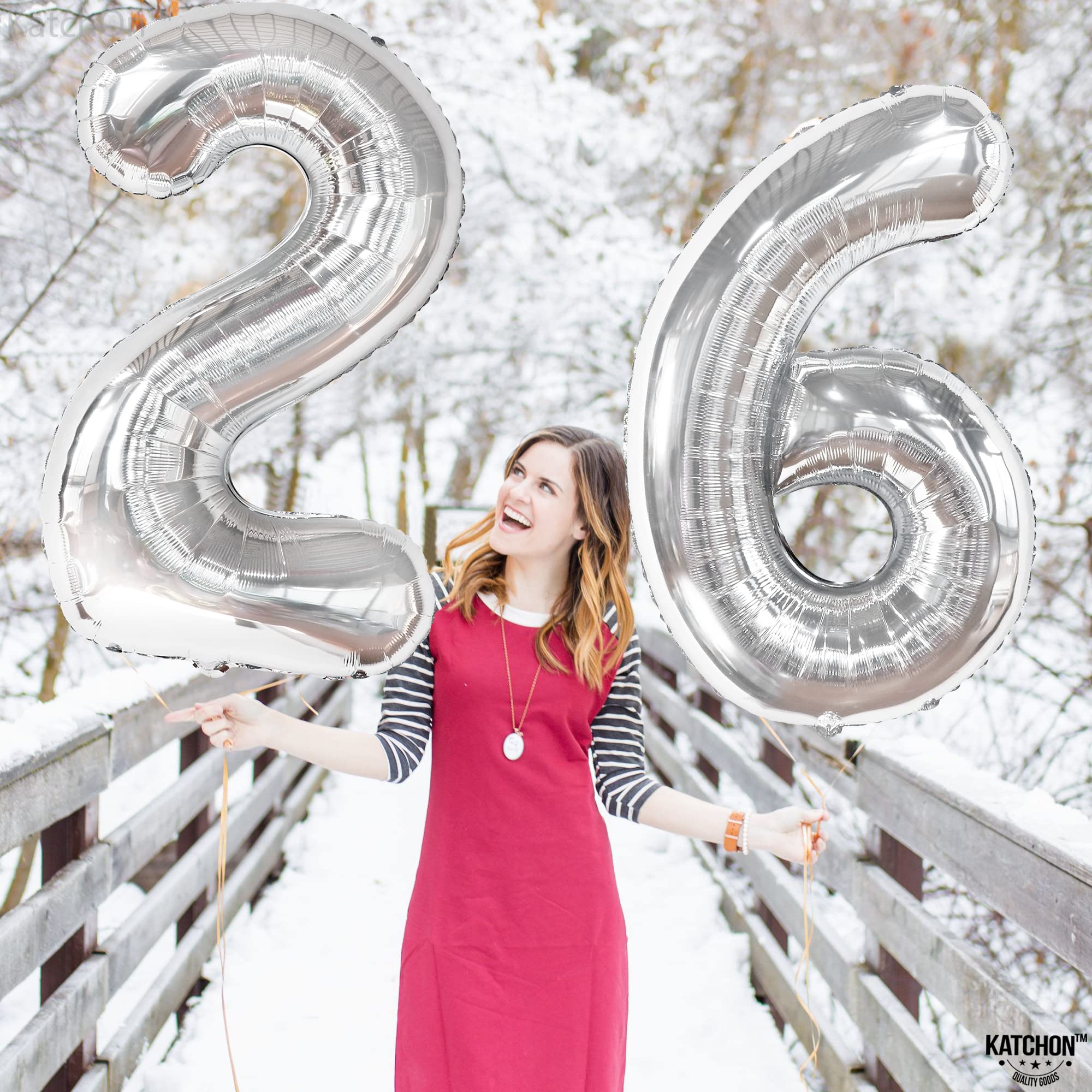KatchOn Giant 26 Inch Silver Foil Balloon Number - 40