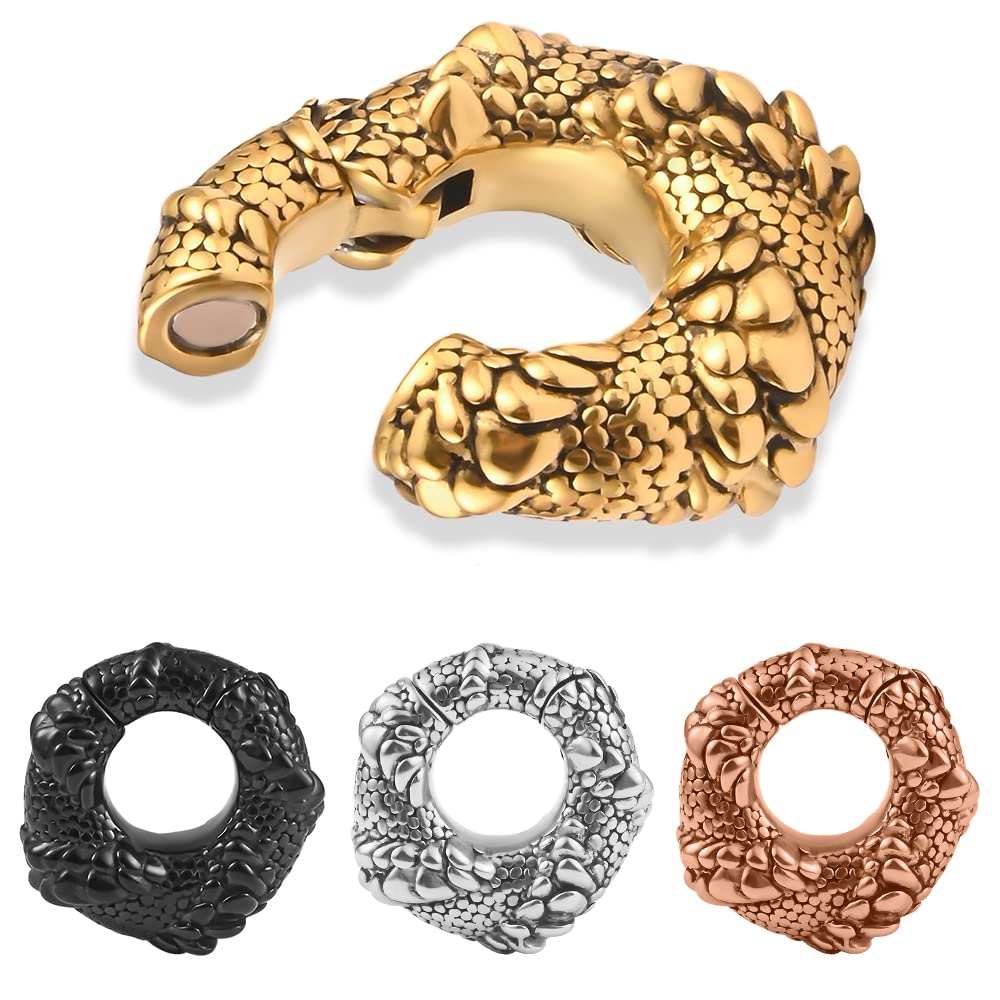 DOEARKO 2PCS Dragon Scale Ear Weights for Stretched Ear Gauges - 316L Stainless Steel Hypoallergenic Ear Plugs & Body Jewelry - Perfect for Ear Tunnels, Piercing Stretching & Alternative Fashion