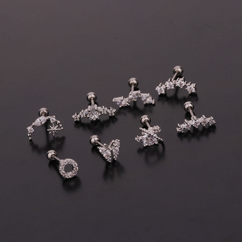 20G Cartilage Tiny Stud Earrings - Moon & Star Stud Earrings for Women | HSPJ259 | Perfect for Daily Wear, Parties & Gifts