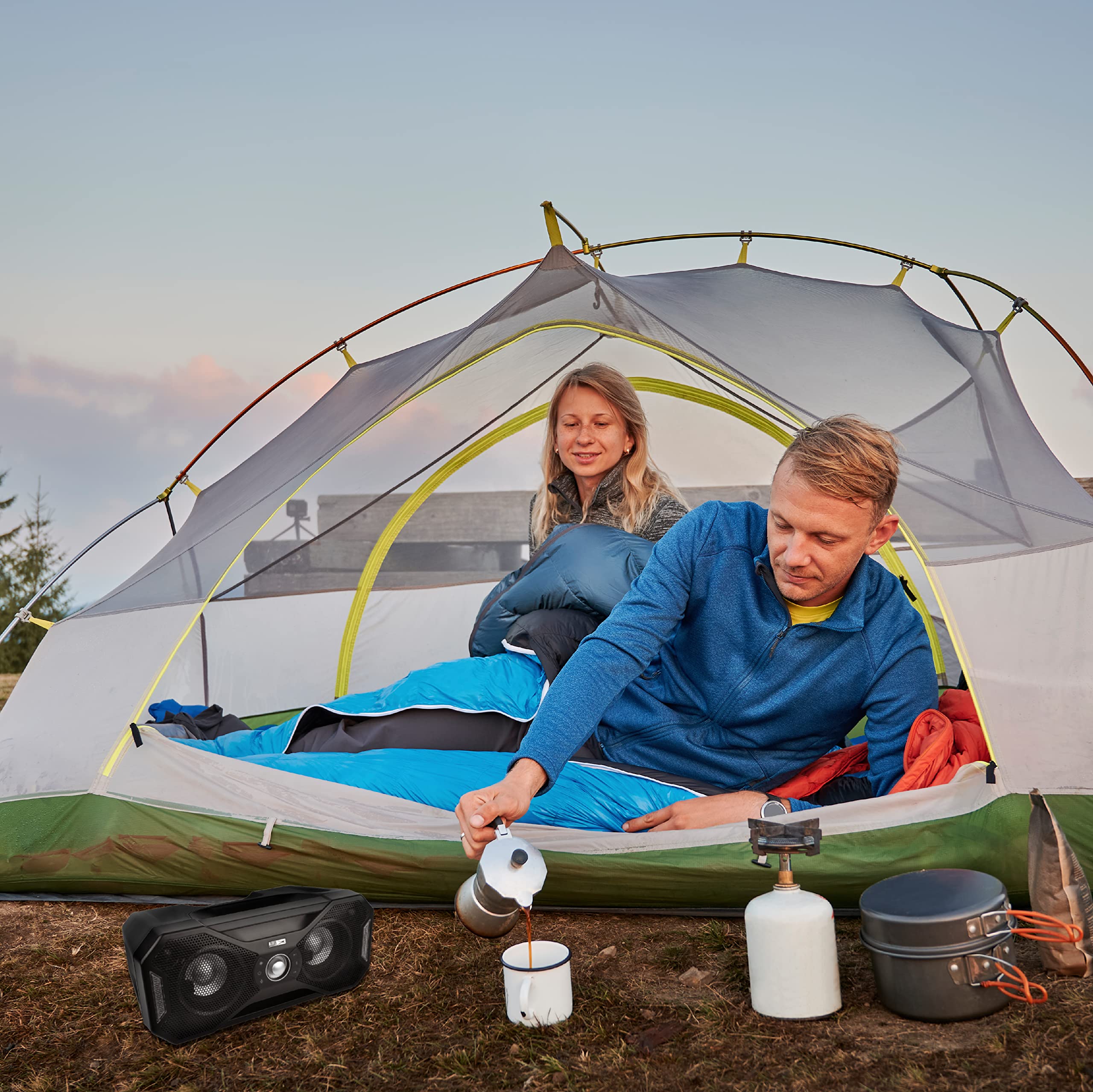 Altec Lansing Mix 2.0 Waterproof Bluetooth Speaker - Portable Wireless Speaker with Powerful Bass, 100ft Range & 20H Playtime for Outdoor, Travel, Beach, Pool Party & Camping - Black
