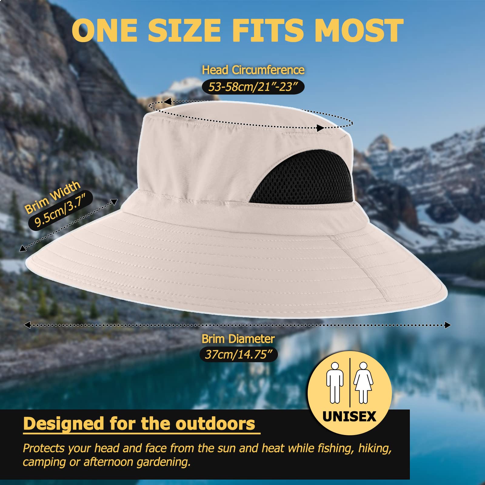 Women's Wide Brim Sun Hat UV Protection UPF 50+ - Foldable Mesh Bucket Hat for Summer, Beach, Fishing & Hiking - Waterproof & Breathable Outdoor Travel Accessories for Women