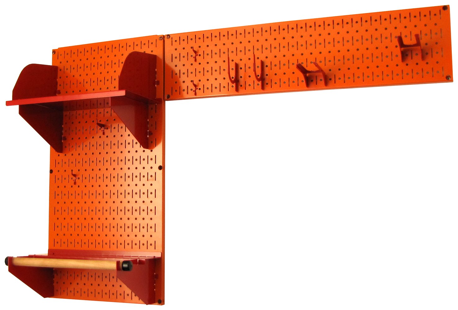 Wall Control Pegboard Garden Supplies Storage Kit - Orange Pegboard with Red Accessories for Garden Tool Organization | Perfect for Garage, Shed & Workshop Storage Solutions