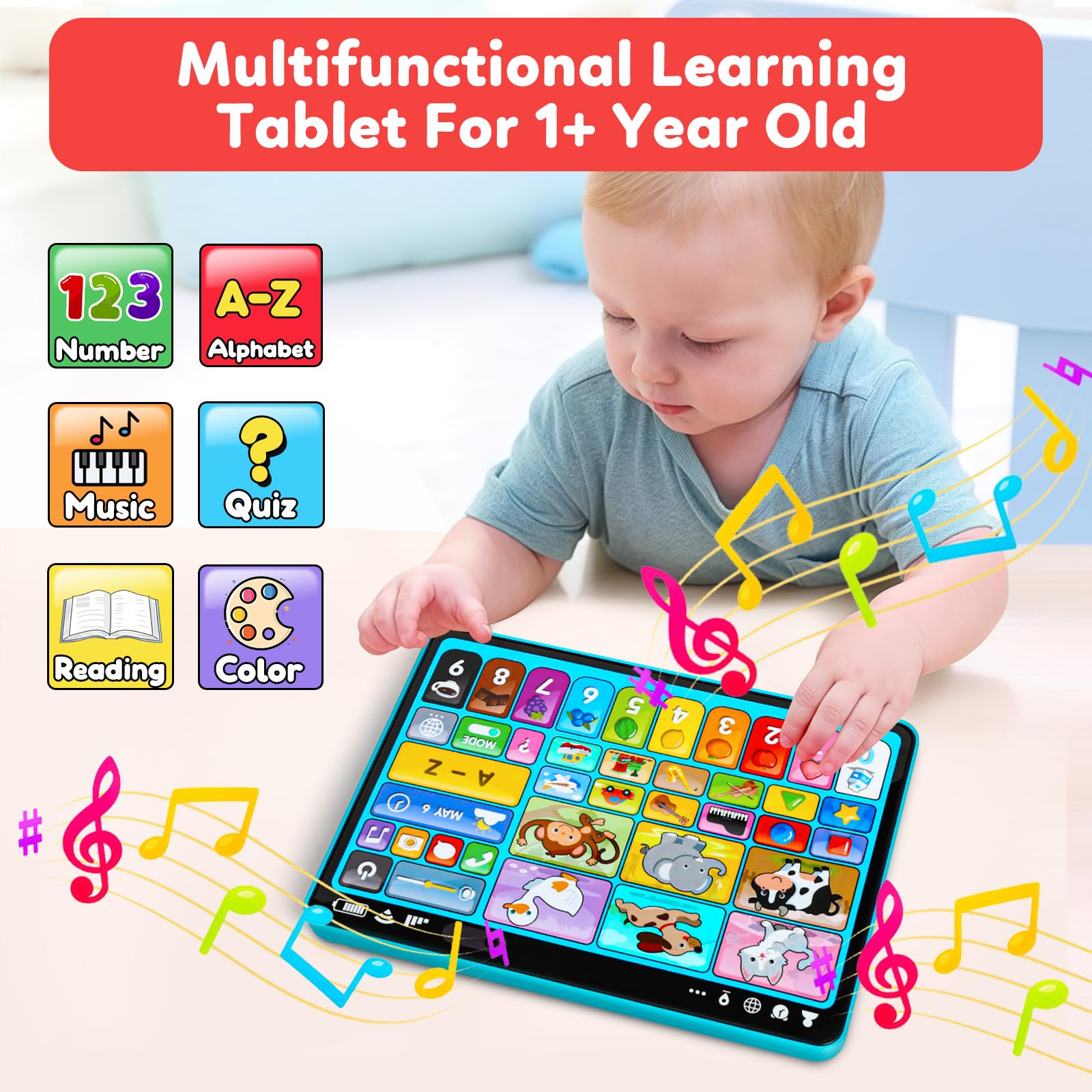 Bilingual Learning Tablet for Toddlers 1-3 Years | Educational Toy with Music, Sounds & Speech Therapy | Montessori Toys for 1-2 Year Old Boys & Girls | Perfect Gift for Birthdays & Holidays | Ideal for Early Childhood Development & Interactive Playtime