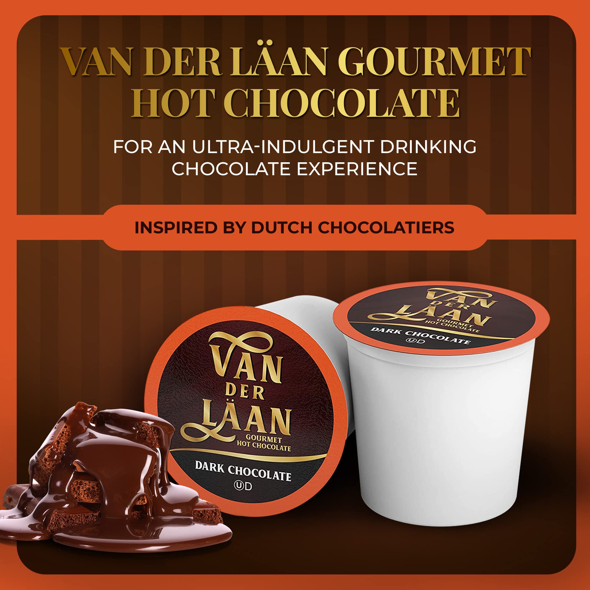 Van Der Laan Gourmet Dutch Chocolate Hot Cocoa Pods - Vanilla Caramel Flavor, 40 Count, Compatible with Keurig K-Cup & 2.0 Brewers - Perfect for Winter Warmth, Office Breaks & Cozy Evenings