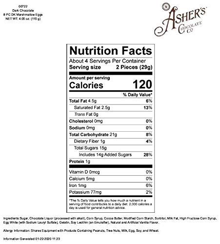 Asher's Premium Chocolate Covered Eggs - Kosher Certified, Small Batch, Family Owned Since 1892 - Vanilla Marshmallow Filling (8 Count) - Perfect for Easter Gifts, Holiday Treats & Dessert Platters