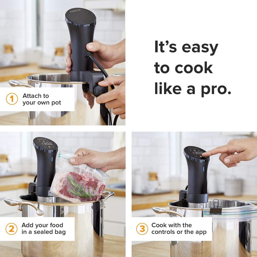 Anova Sous Vide Precision Cooker 1000W with WiFi - Professional Immersion Circulator for Perfect Steak, Chicken & Fish - Includes 1 Year Warranty (Open Box) - Ideal for Home Chefs & Restaurant Cooking