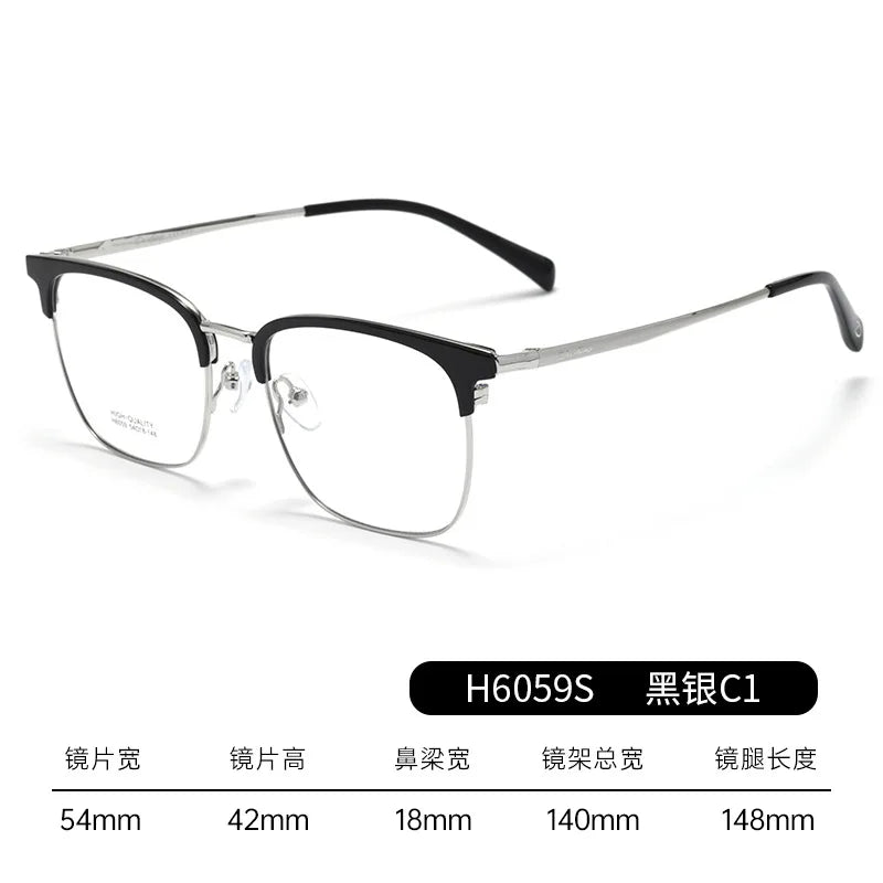 Bclear Unisex Full Rim Square Brow Line Titanium Eyeglasses 16059 - Lightweight & Durable Eyewear for Men & Women - Perfect for Reading, Working & Daily Fashion Accessory