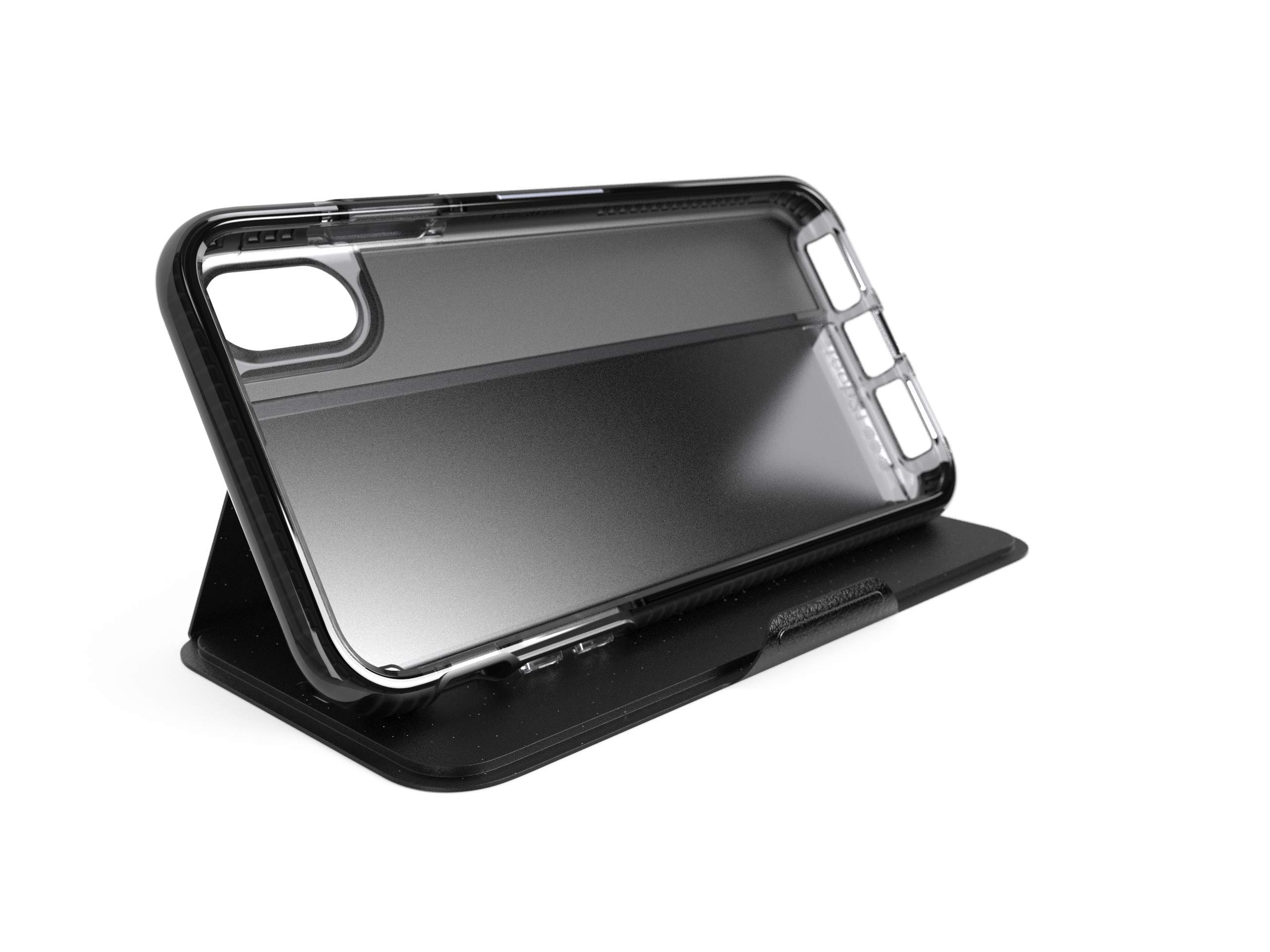 Tech21 Evo Wallet Case for Apple iPhone X/XS - Magnetic Closure Protective Cover with Card Storage (Black) | Slim & Secure for Everyday Use, Travel & Business
