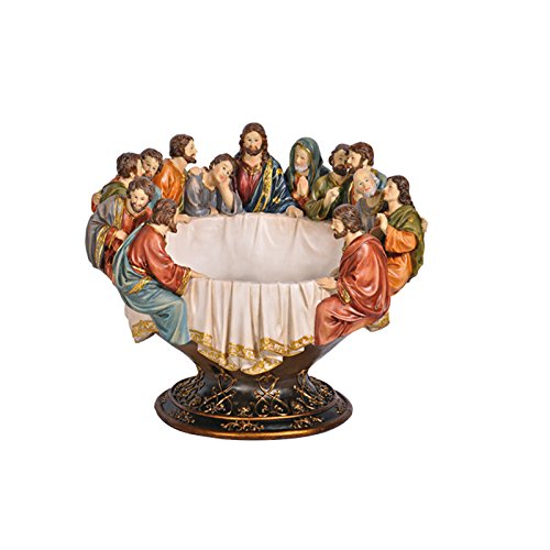 12.25 Inch Last Supper Fruit Basket - Elegant Religious Home Decor for Dining Table Centerpiece, Kitchen Fruit Display, and Holiday Party Serving Tray
