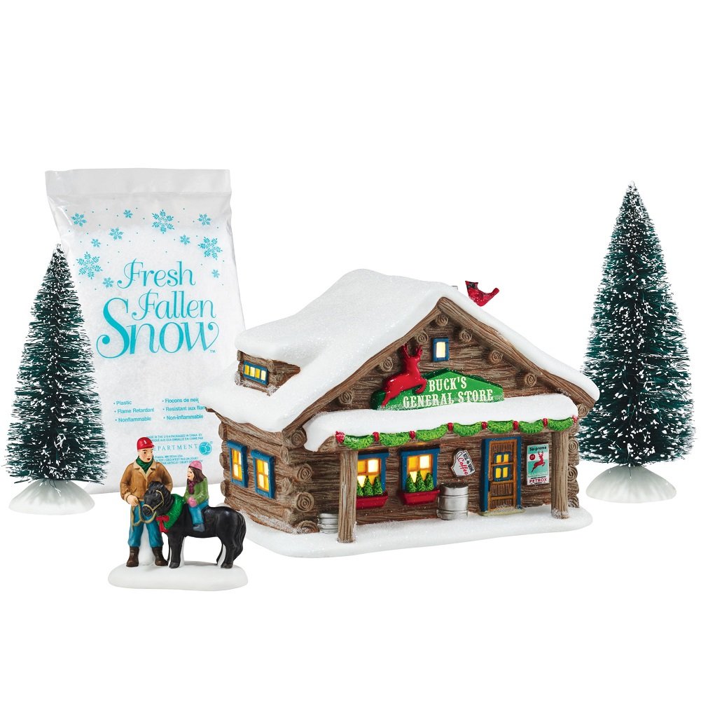 Department 56 by Enesco Holiday In The Woods General Store Christmas Village Gift Set - Perfect for Holiday Decorations, Collectible Display & Winter Wonderland Scenes