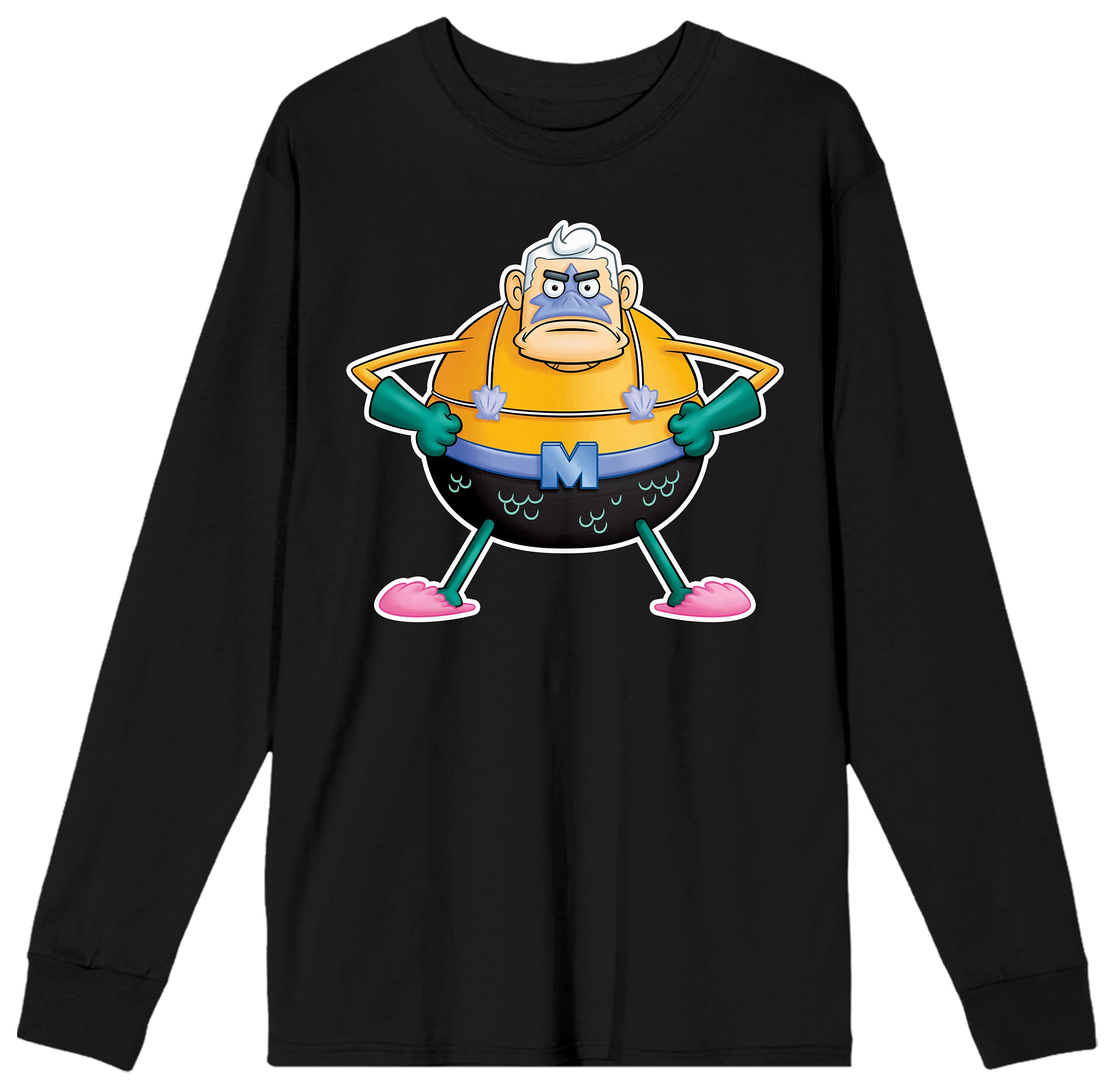 SpongeBob SquarePants Black Mermaid Man Long Sleeve Men's T-Shirt - Casual Graphic Tee for Fans, Cosplay & Everyday Wear