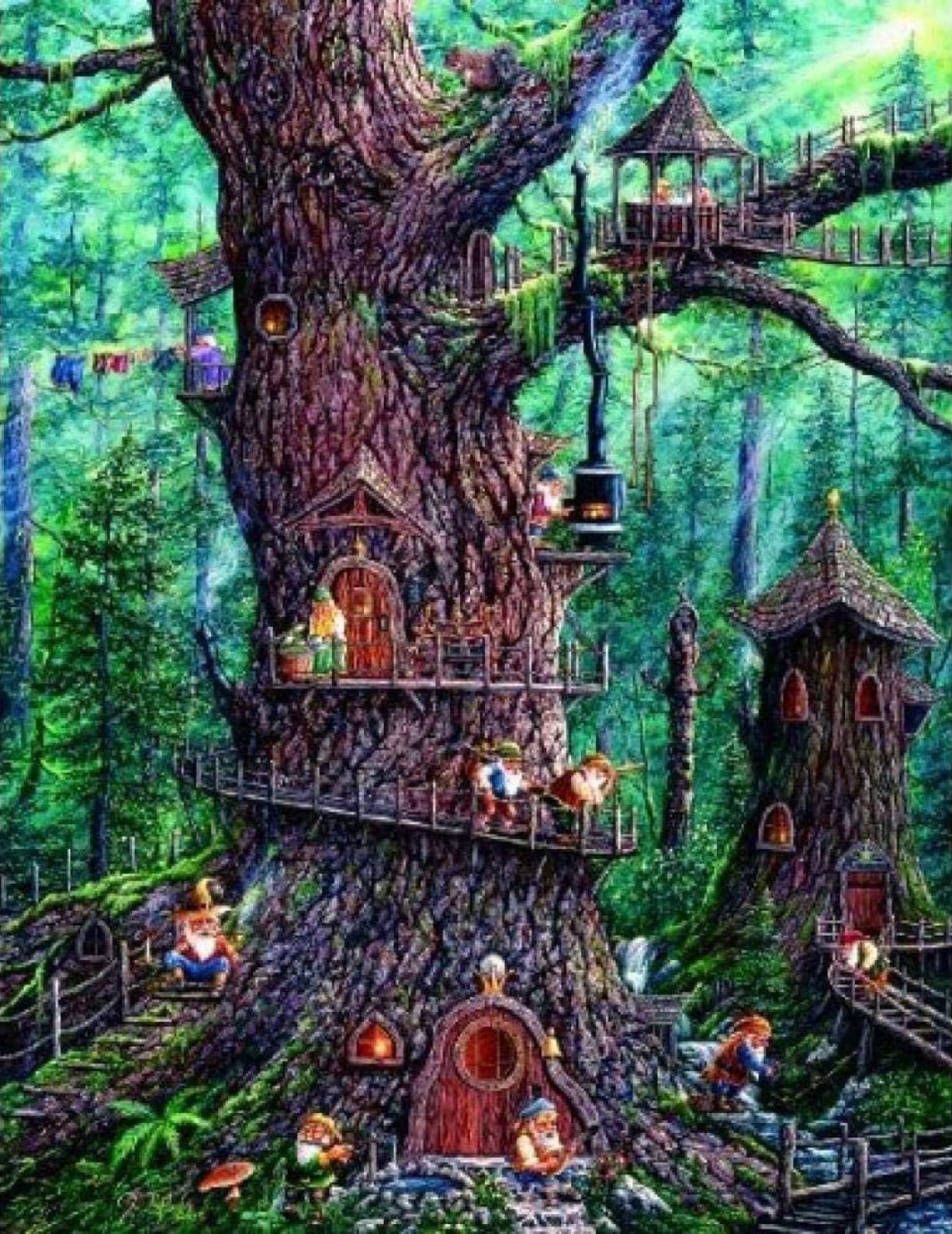 4000 Piece Wooden Puzzle - Dwarfs Living in Treehouses - Challenging Jigsaw Puzzle for Adults, Teens & Family - Home Decor & Gift Idea - Perfect for Family Game Nights & Stress Relief