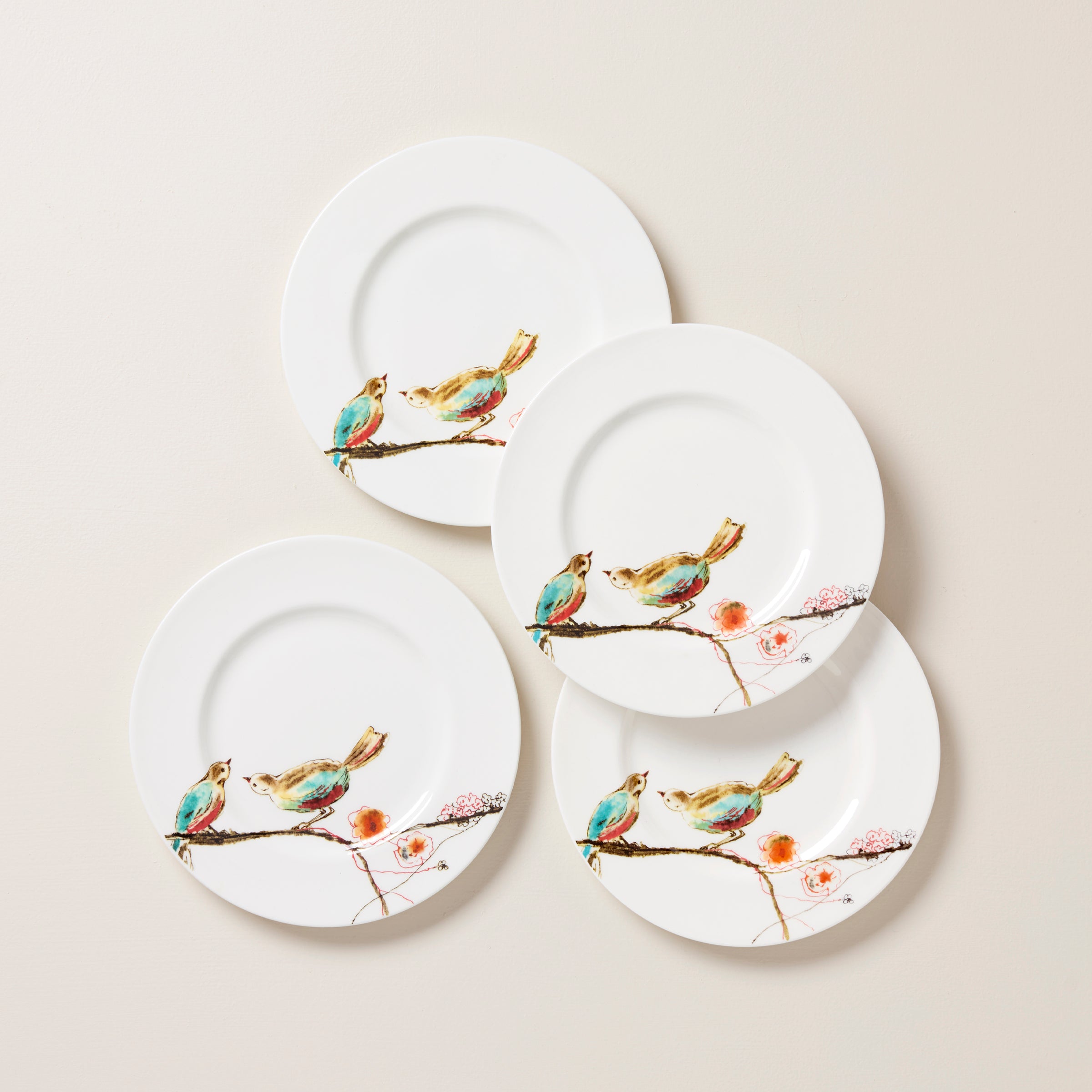 Chirp Salad Plates Set of 4 - Elegant 8-Inch Appetizer Dishes for Dinner Parties, Picnics & Home Decor | Durable Porcelain Small Plates for Entertaining