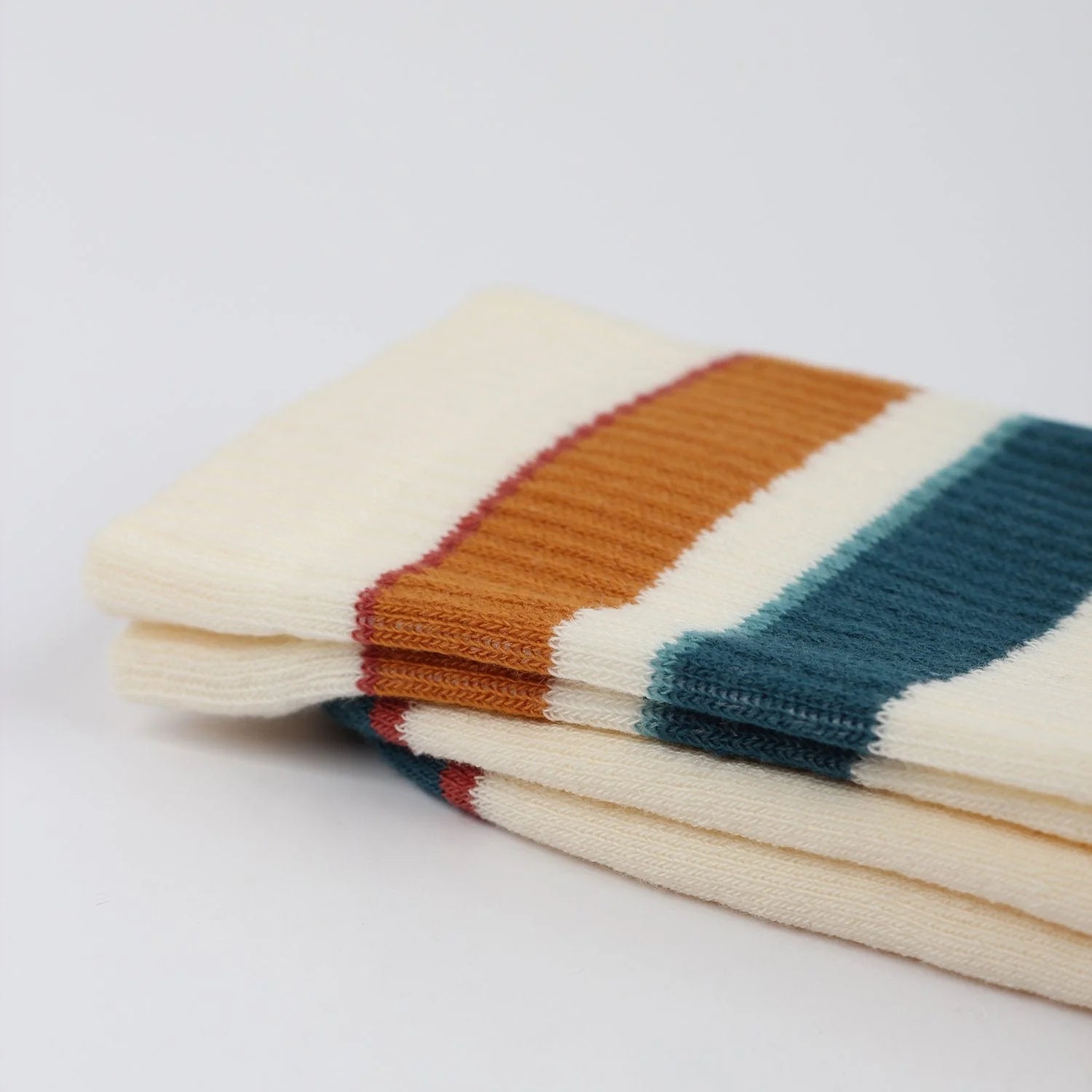 Classic Striped Athletic Socks for Men & Women - Breathable Cotton Crew Socks in Off White, Honey, Light Red, Navy & Gray - Perfect for Running, Gym, Yoga & Casual Wear