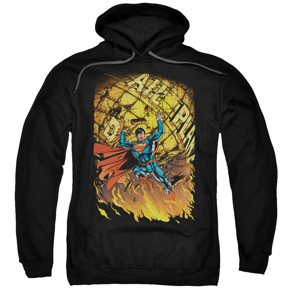 Trevco Superman No.1 Adult Pullover Hoodie - Black, Medium - Soft Cotton Zip-Up Sweatshirt for Men & Women - Perfect for Cosplay, Comic Con & Casual Wear