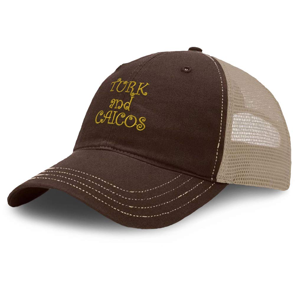 Richardson Trucker Mesh Hat - Turk and Caicos Embroidered Cotton Snapback Cap for Men & Women (Brown/Khaki) - Perfect for Outdoor Activities, Sports & Casual Wear