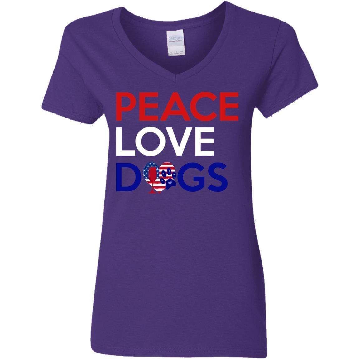 Peace Love Dogs Women's 5.3 oz V-Neck T-Shirt | Soft Cotton Casual Tee for Dog Lovers | Perfect for Casual Wear, Dog Walks & Pet Lover Gifts