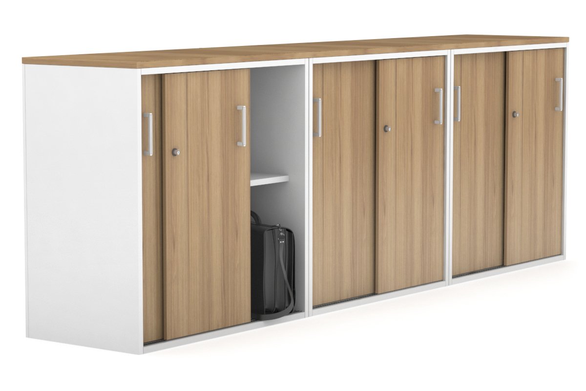 Modern 2400W x 900H x 450D Sliding Door Credenza for Office & Home - Medium Uniform Storage Cabinet with Smooth Gliding Doors - Perfect for Living Room, Bedroom or Entryway Organization