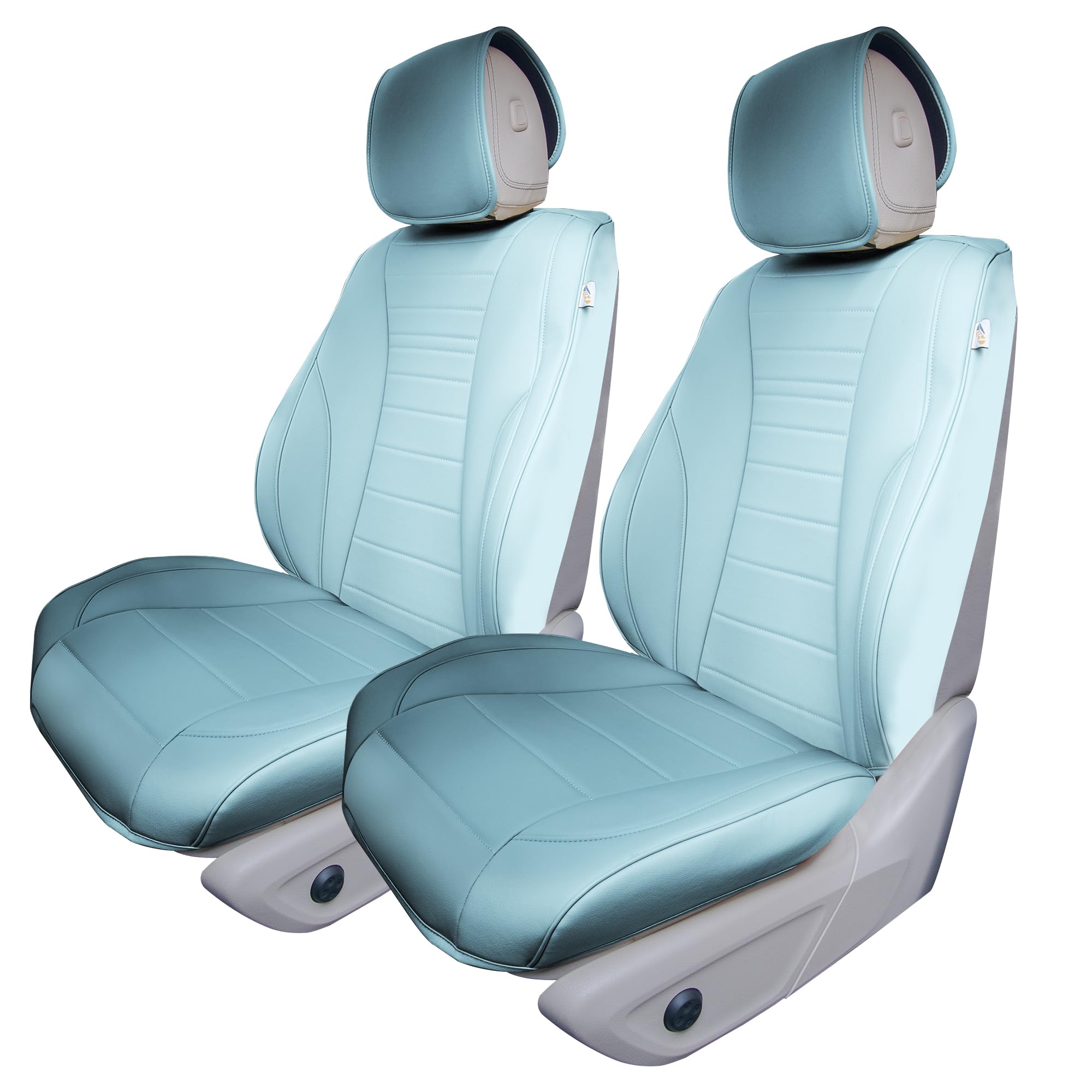 Premium TLH Grande70 Luxe Faux Leather Blue Car Seat Covers (2-Pack) - Waterproof Universal Fit for Cars, Trucks & SUVs - Comfortable Seat Protector with Sleek Pattern for Daily Commute, Road Trips & Family Travel