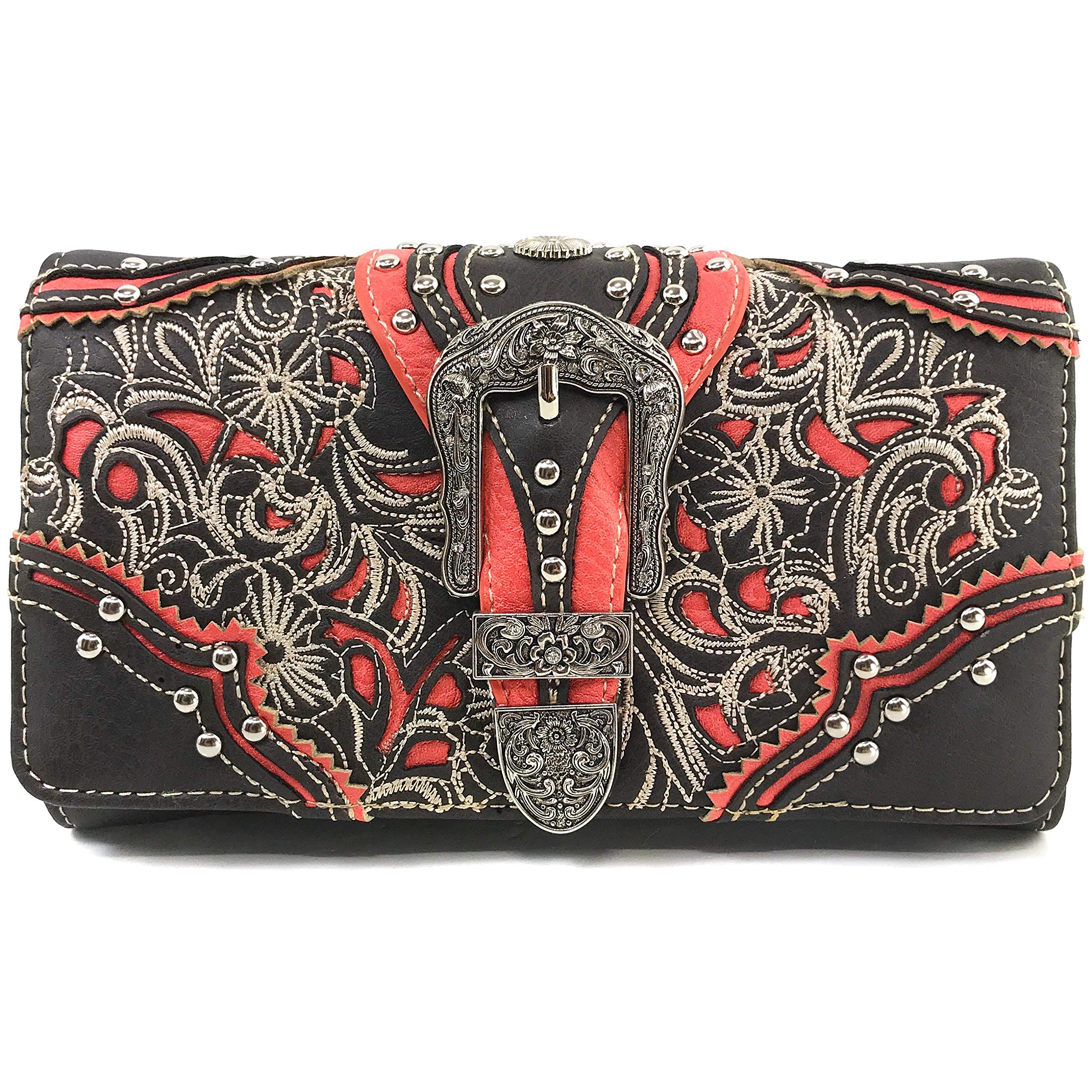 Zelris Western Style Floral Crossbody Trifold Wallet for Women - Country Cowgirl Fashion Accessory | Perfect for Fall Outfits, Rodeo Events and Everyday Use