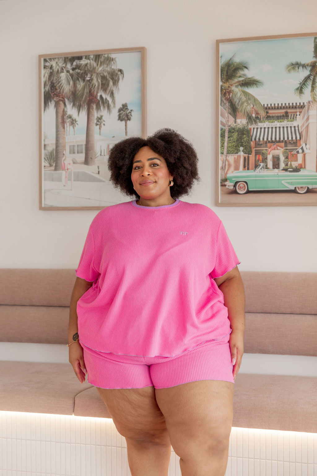 Georgina Waffle Sleepwear Set - Soft & Comfortable Women's Pajama Set in Pink - Perfect for Relaxing at Home, Lounging & Sleepovers