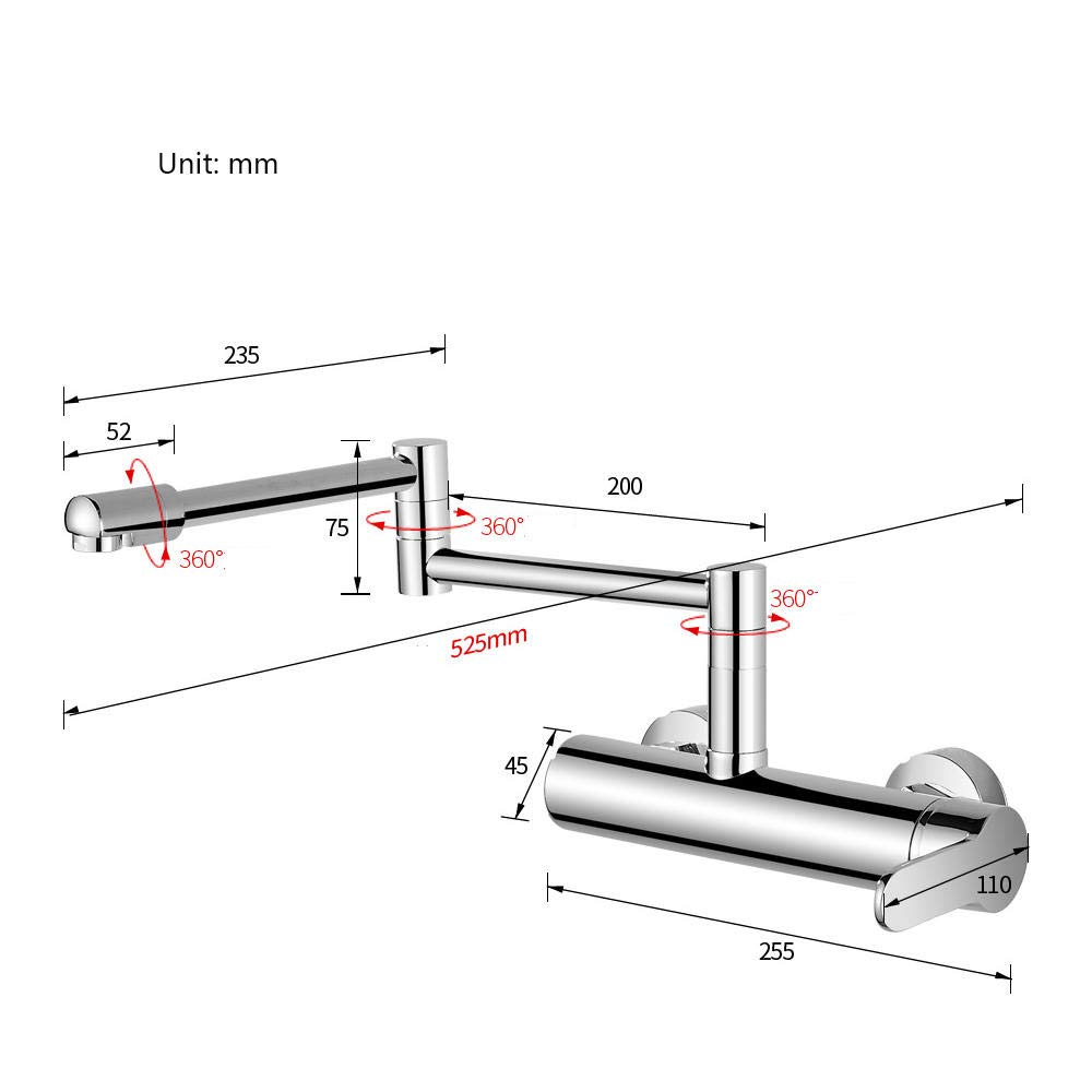 360° Rotating Wall Mount Kitchen Faucet - Hot & Cold Water Foldable Sink Faucet for Small Spaces, RV, Camper & Tiny Homes | Space-Saving Design