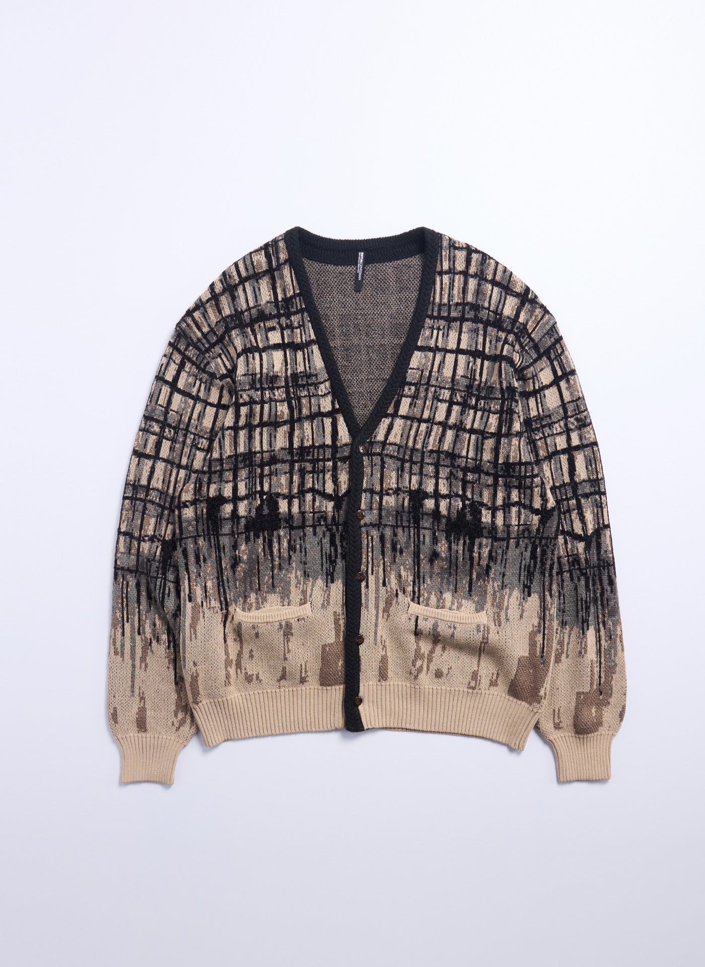 Stylish Viscose Nylon Checkered Cardigan for Women - Hand-Drawn Pattern, Lightweight Open Front Sweater for Casual Outfits & Layering in Fall/Winter