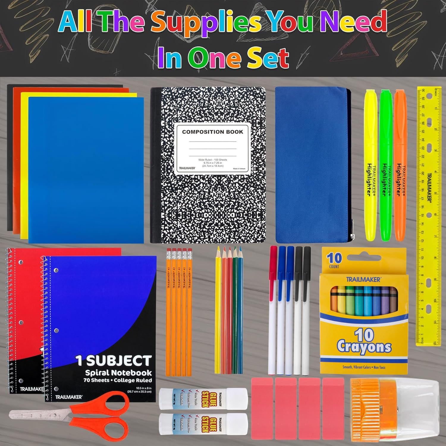 **Bulk Elementary School Supply Kits - 12 Packs of 45-Piece Wholesale School Supplies for Kids (Folders, Notebooks, Pencils, Pens & More) - Perfect for Classroom, Homeschooling & Back-to-School Essentials**