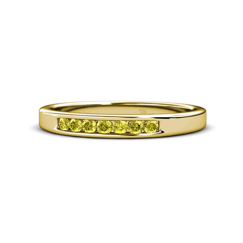 14K Yellow Gold Yellow Diamond 7 Stone Channel Set Wedding Band - 0.35 ctw | Elegant Bridal Jewelry for Engagement, Anniversary & Special Occasions