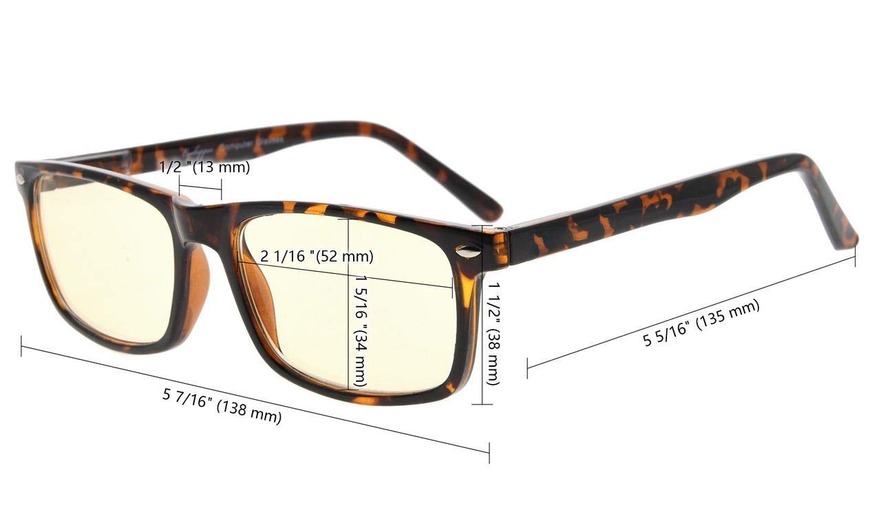 Blue Light Blocking Computer Reading Glasses for Men & Women - Tortoise Frame with Blue Lens | Reduce Eye Strain for Office Work, Gaming & Screen Time