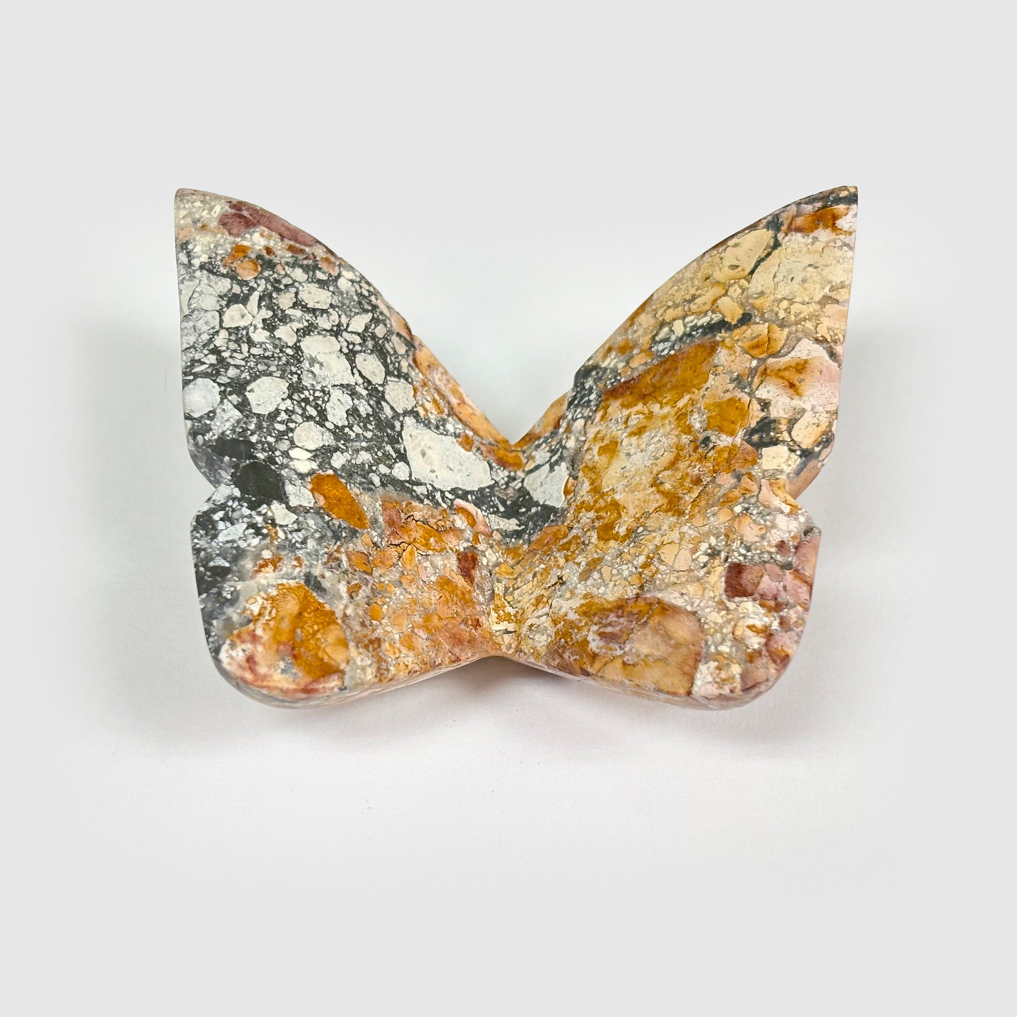 Hand Carved Maligano Jasper Butterfly Wings Pair - Natural Crystal Gemstone Insect Figurine Decor for Home & Office - RAN481 Mali Jasper - Perfect for Meditation, Feng Shui & Gift Giving
