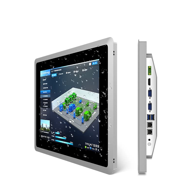 SunKol 19-inch Industrial Embedded Panel PC - 10-Point Capacitive Touch Screen, Intel i7-7500U, 8GB RAM, 256GB SSD, 2xUSB3.0, HDMI, 2xRS232, 2xLAN | Durable Industrial Computer for Factory Automation, Machine Control & HMI Applications