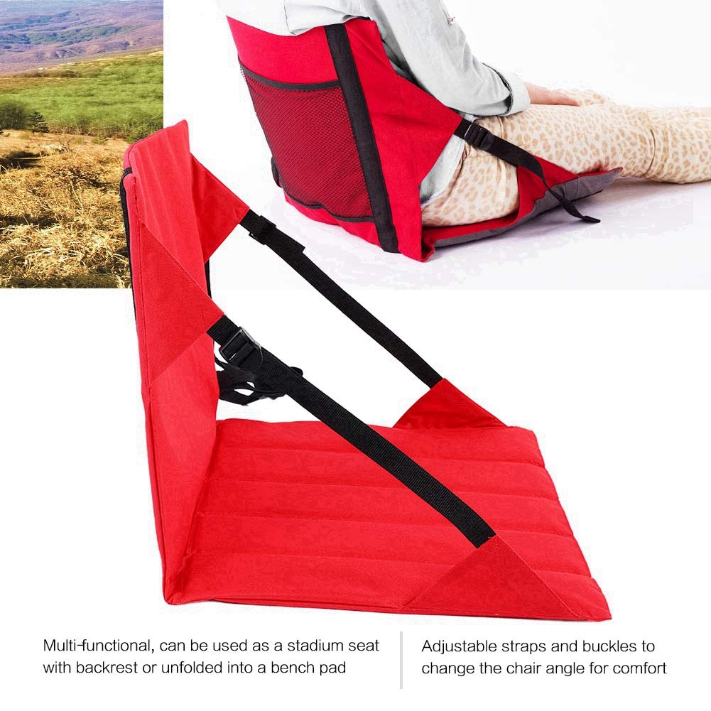 VGEBY1 Stadium Seat Cushion - Portable Folding Bleacher Chair for Sports Games, Camping, Picnic & Beach - Comfortable Outdoor Seat Cushion (Red) - Perfect for Football, Baseball, Concerts & Outdoor Activities