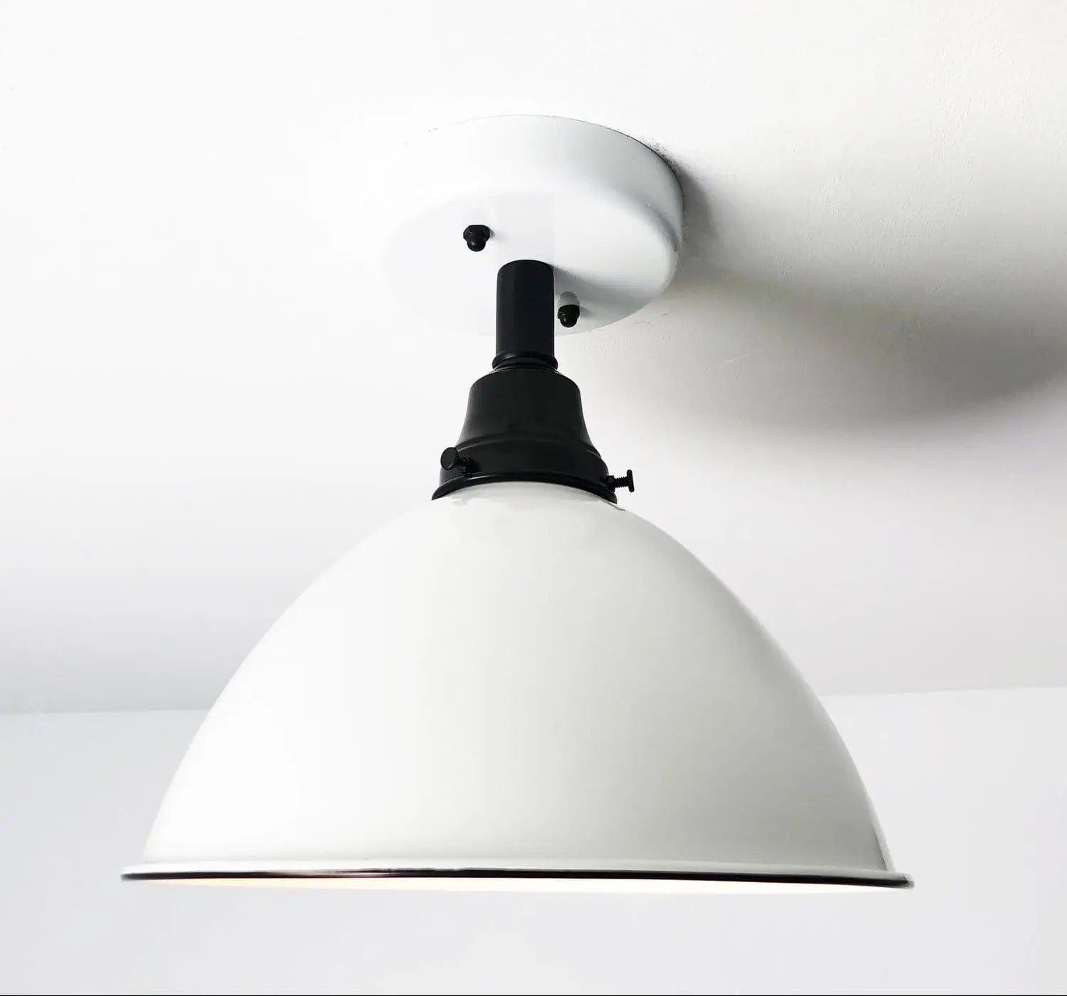 Modern Farmhouse Ceiling Light - Large White Enamel Finish for Kitchen, Dining Room & Living Room Lighting | Rustic & Vintage Style Chandelier