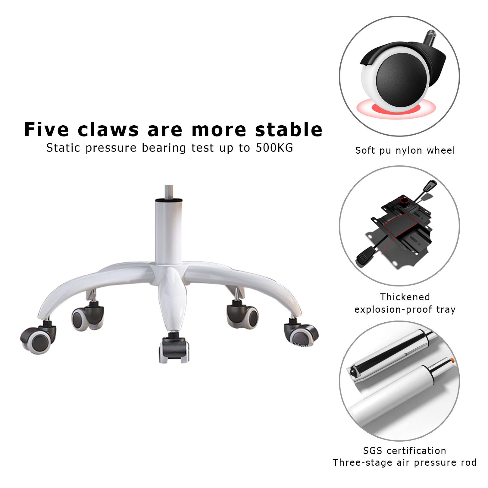 Ergonomic Office Chair with Scalloped Backrest & Wheels - Adjustable Height (40-50cm) Swivel Desk Chair for Home & Office - Perfect for Long Work Hours & Computer Use