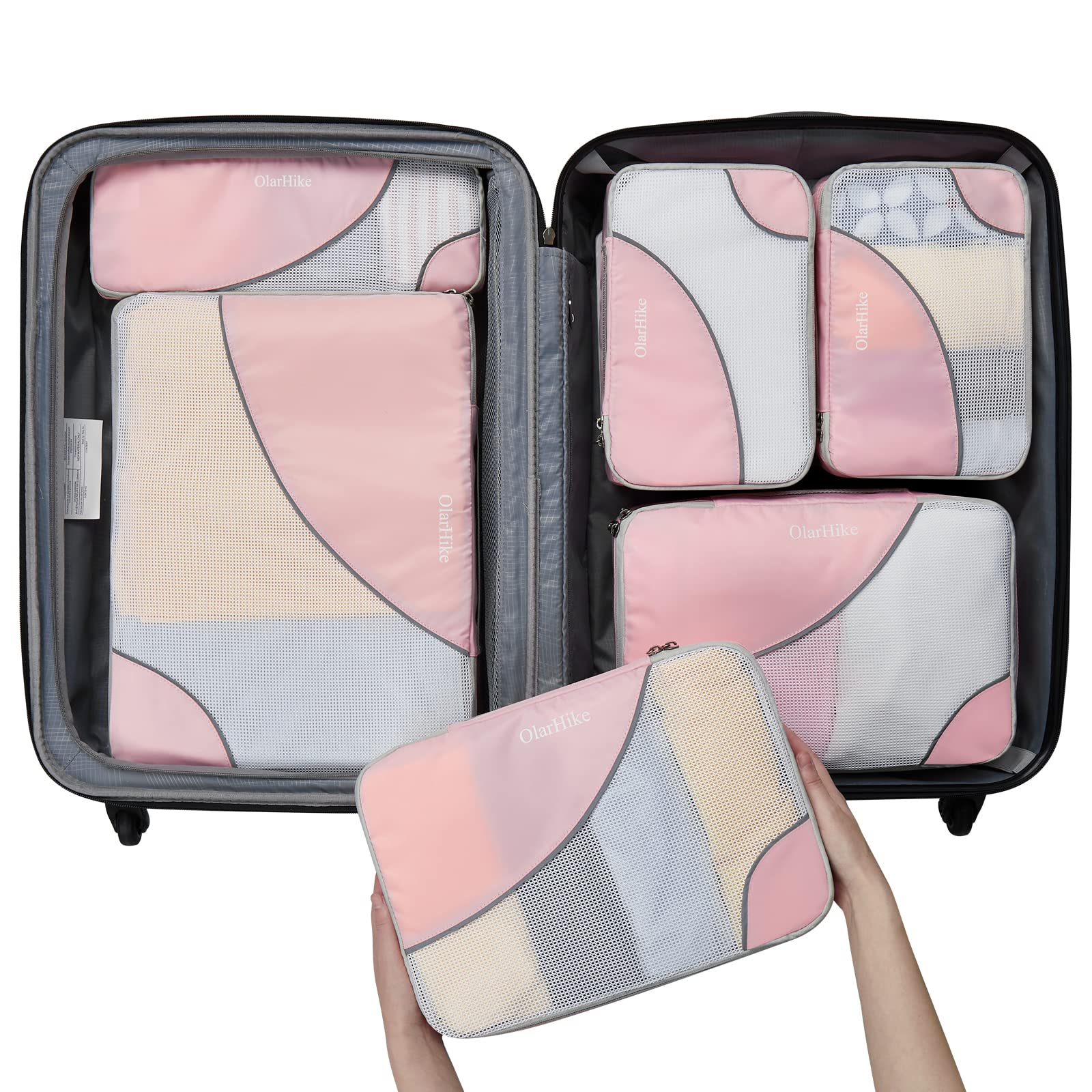 OlarHike 6-Piece Travel Packing Cubes Set - 4 Sizes (Large, Medium, Small, Slim) - Luggage Organizer Bags for Suitcases & Carry-Ons - Perfect for Business Trips, Vacations & Weekend Getaways