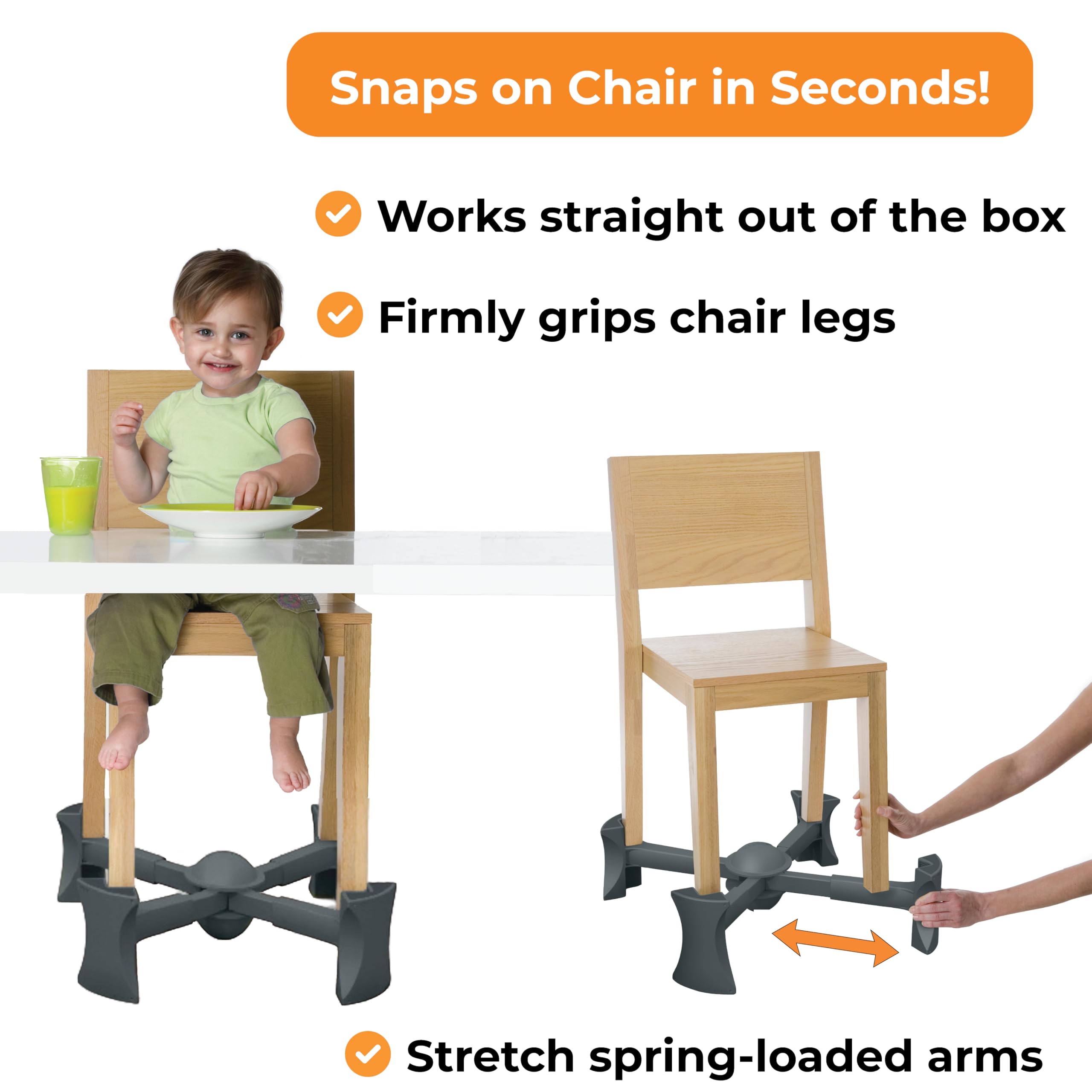 KABOOST Portable Chair Booster Seat for Toddlers & Adults - Adjustable Dining Table Height Booster for Kids, Under Chair Design, Lightweight & Travel-Friendly - Perfect for Restaurants, Home, Travel & Outdoor Dining