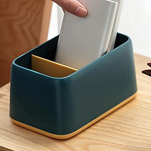 Desktop Remote Control Storage Box - Multi-Grid Organizer for Home & Office - Perfect for Storing Remotes, Keys, and Small Accessories (Blue)