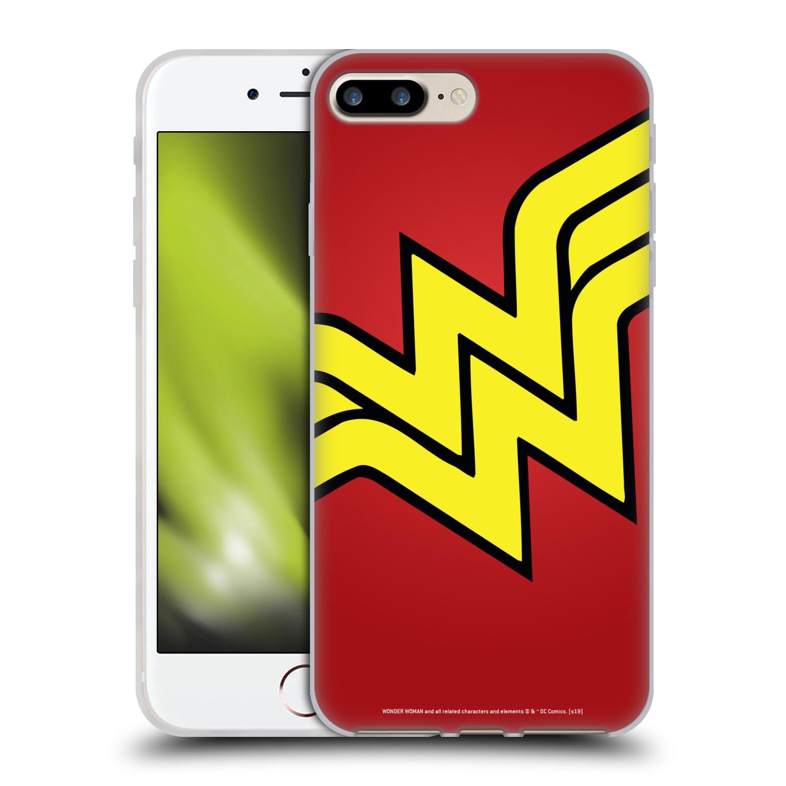 Official Wonder Woman DC Comics Oversized Logo Soft Gel Case for Apple iPhone 7 Plus/8 Plus - Durable Protection & Stylish Design for Superhero Fans & Daily Use