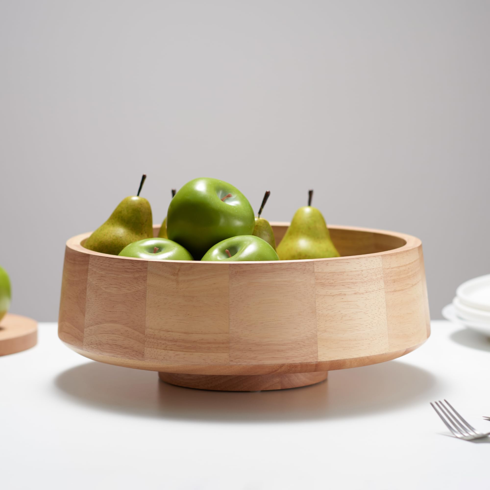 XL Natural Wood Fruit Bowl for Kitchen Counter - 14.2-inch Large Decorative Wooden Bowl | Perfect for Displaying Fruits, Vegetables, or as a Stylish Centerpiece in Dining Room & Kitchen Decor