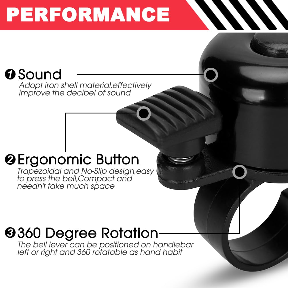**120dB Loud Bike Bell for Kids & Adults - Classic Mini Bicycle Bell with Crisp Clear Sound - Durable Bike Accessories for MTB, BMX, City Bikes & Scooters - Perfect for Safety & Fun Riding**