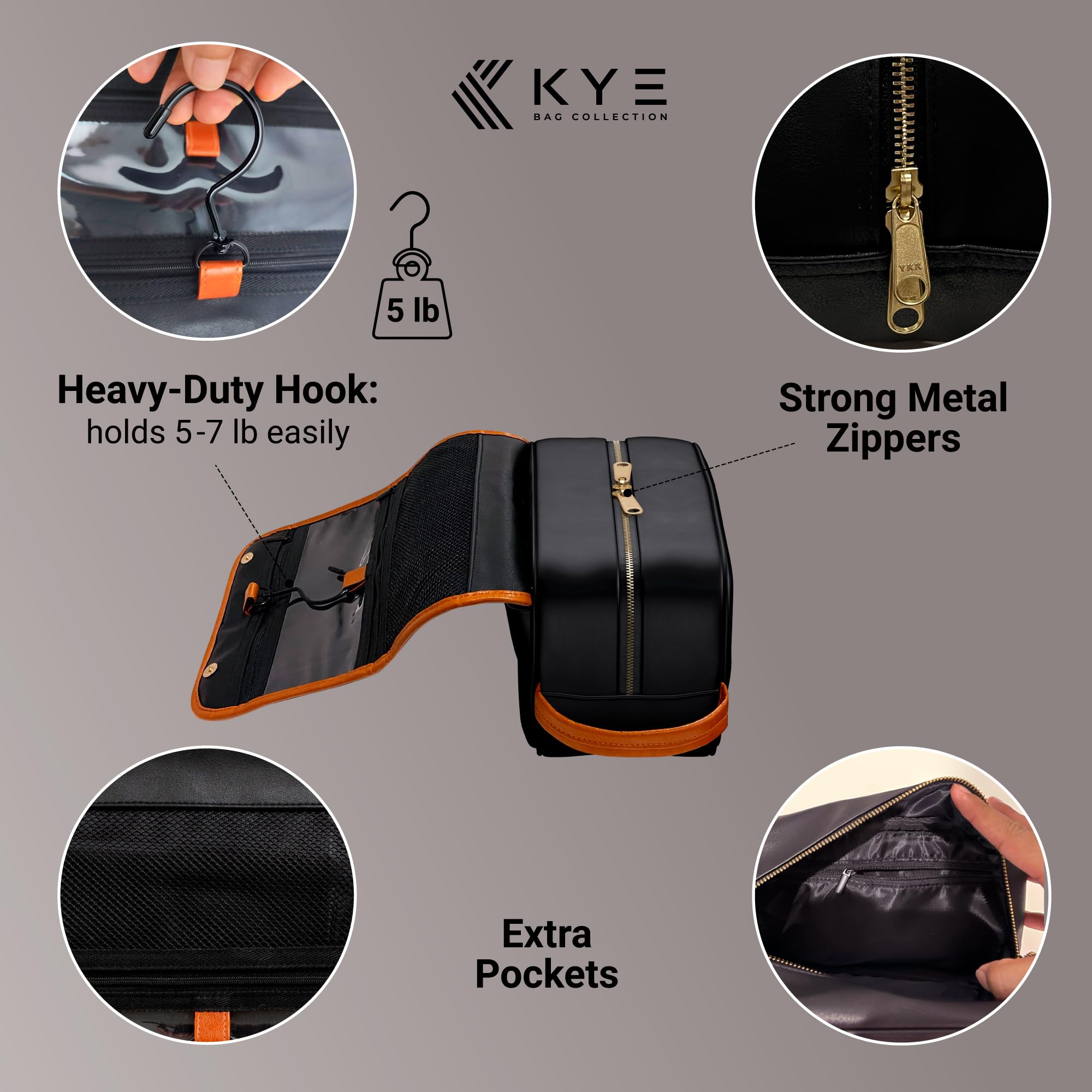 Premium Leather Travel Toiletry Bag for Men & Women - Waterproof Hanging Dopp Kit with Removable Cover & Hook - Perfect Makeup Organizer for Cosmetics, Shaving, Toiletries - Ideal for Business Trips, Camping, Gym & Vacation Essentials