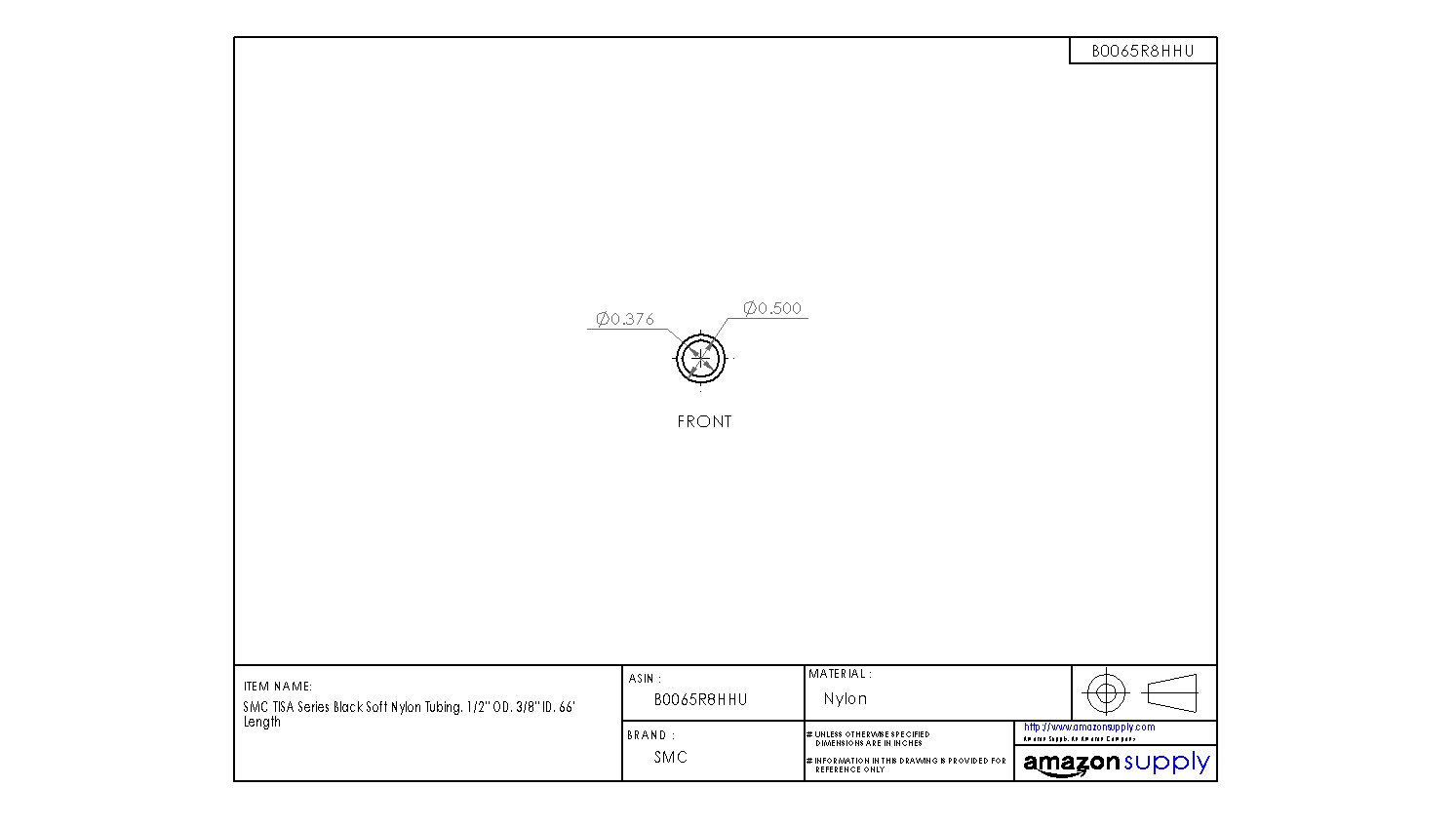 SMC TISA Series Black Soft Nylon Tubing - 3/8