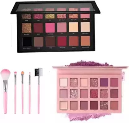 SmieTrz Rose Gold Eyeshadow Palette with 5-Piece Makeup Brush Set - 36g (Multicolor) | Perfect for Everyday Wear, Party Makeup & Professional Looks
