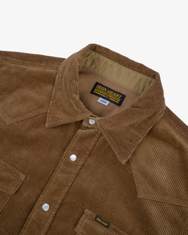 Iron Heart IHSH 398 11oz Corduroy Western Shirt in Camel - Durable Workwear for Cowboy Style & Outdoor Adventures