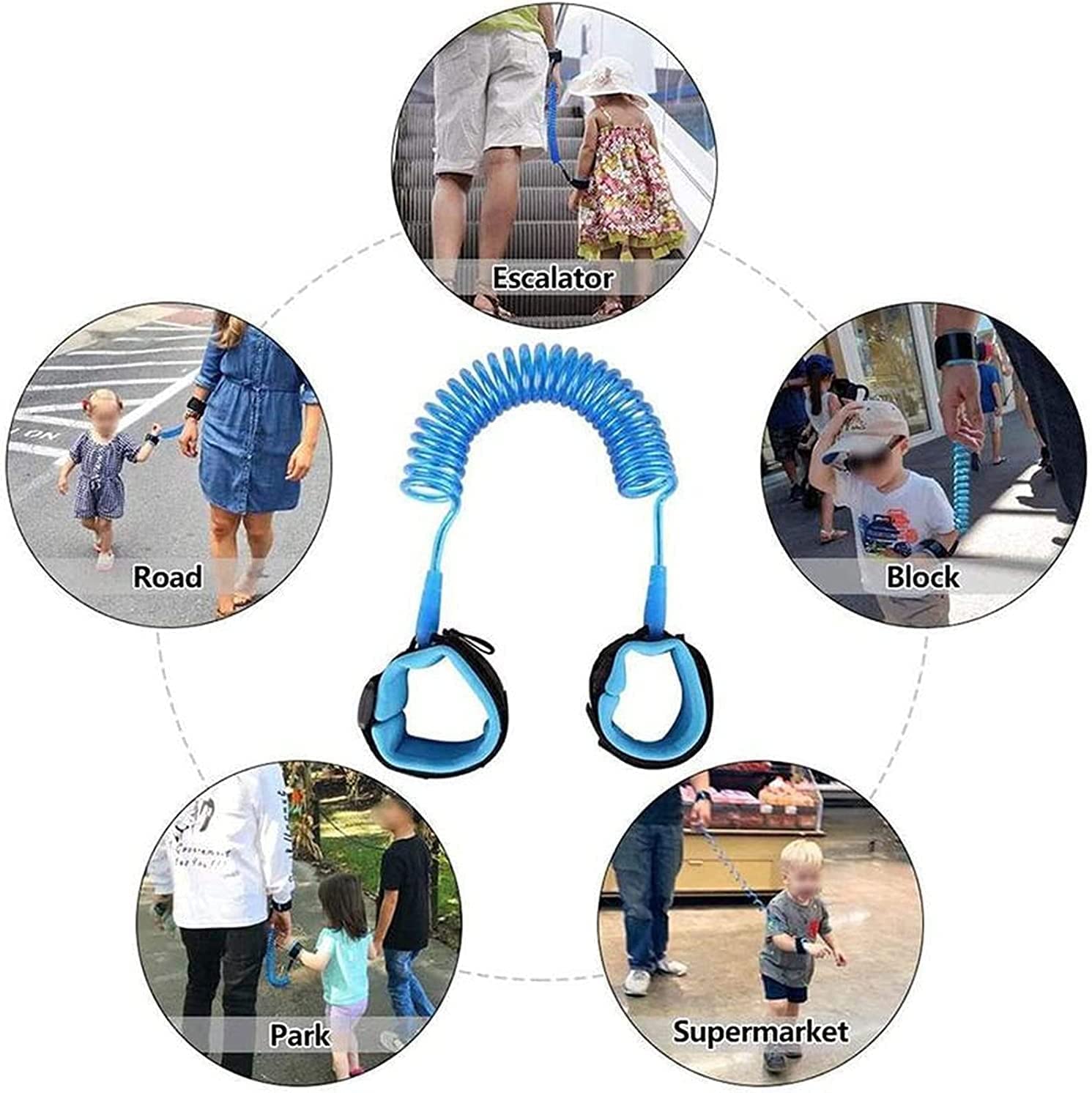 Anti Lost Wristband for Toddlers - 2Pcs Child Safety Leash with Wrist Link, Adjustable Baby Harness Strap for Kids Security - Perfect for Travel, Shopping & Outdoor Activities