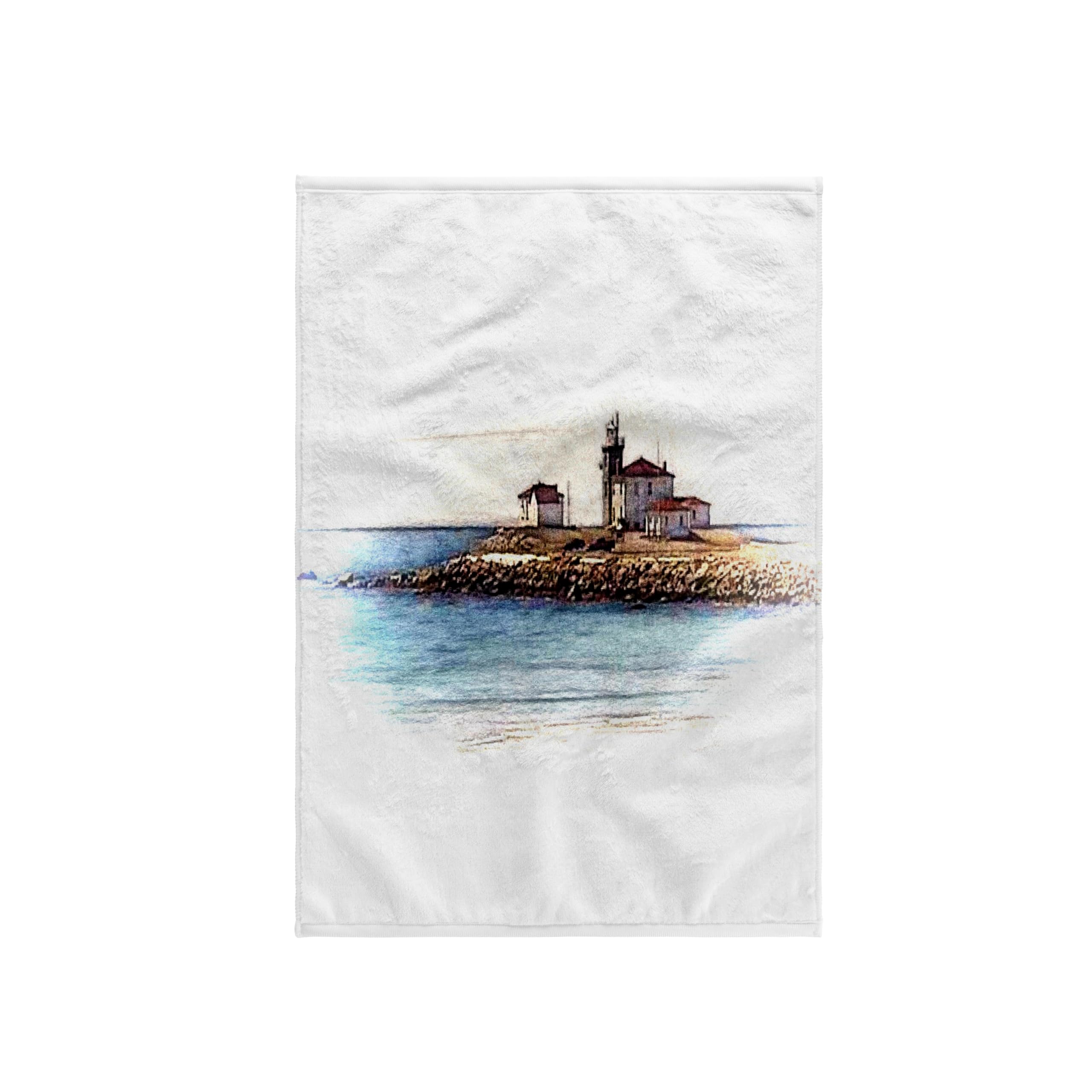 3D Printed Lighthouse on Rocky Shore Beach Towel - Soft Absorbent Bath Towel for Pool, Beach & Home Decor - 3dRose Renderly Yours Scenic Inspirations Collection (twl-269402-1)