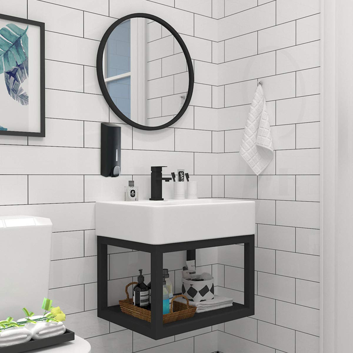 **No Drill Shampoo & Conditioner Dispenser - Wall Mounted Shower Dispenser for Bathroom & Hotel - Black Single Chamber - Perfect for Shower, Gym & Spa**